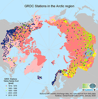 GRDC stations in the Arctic region.